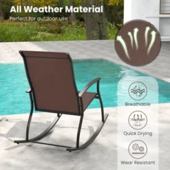 Tangkula Set Of 4 Outdoor Rocking Chair Patio Rocker W/ Breathable Fabric Brown -VIDAXL Sale Store GUEST 7d8f5ff5 ed53 4cc3 8ea3 d8e4b870e59b