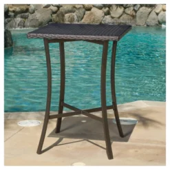 Riga Square Wicker Bar Table - Brown - Christopher Knight Home
