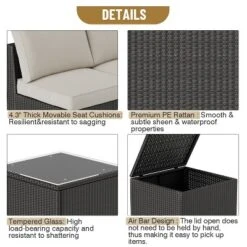 Garvee Outdoor Patio Furniture Set, 8 Piece Patio Rattan Sectional Couch Set,Wicker Patio Conversation Sets With With Storage Box & Glass Top Table 12 Garvee Outdoor Patio Furniture Set, 8 Piece Patio Rattan Sectional Couch Set,Wicker Patio Conversation Sets With With Storage Box & Glass Top Table -VIDAXL Sale Store GUEST 7e968b05 cda7 47f7 83e3 d55dfdd61640