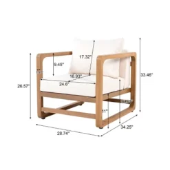 Solid Acacia Wood Outdoor Club Chair With White Cushions, Wide Seat Patio Armchair For Porch Or Balcony-Baofuwish -VIDAXL Sale Store GUEST 7eae66d1 701f 4d02 9204 f1f73d4e8fac