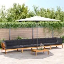 VidaXL Patio Pallet Sofa Set - Acacia Wood, 5-Piece With Cushions, Modular Design For Garden/Patio
