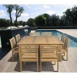 9pc Eucalyptus Wood Patio Dining Set - International Home Miami -VIDAXL Sale Store GUEST 7f31a2e8 32f1 4b7d b508 10941afe8f6e