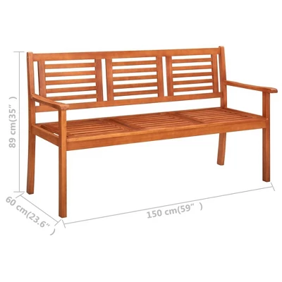 VidaXL Bench Brown Solid Eucalyptus Wood 2-Seater Ergonomic - 59.1" X 23.6" X 35" 6 VidaXL Bench Brown Solid Eucalyptus Wood 2-Seater Ergonomic - 59.1" X 23.6" X 35" - Image 6