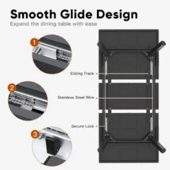 Heynemo Patio Dining Expandable Table, 59"- 75" Aluminum Outdoor Dining Table With Adjustable Feet For 4-8 Person, Backyard Garden Porch Deck -VIDAXL Sale Store GUEST 7fa94aa3 b05e 40e0 a034 dacccd7d70cd