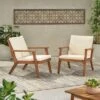 Temecula 2pk Outdoor Acacia Wood Club Chairs With Cushions - Brown Patina/Cream - Christopher Knight Home -VIDAXL Sale Store GUEST 80057a73 655d 4971 a634 7e67ca5f01bf