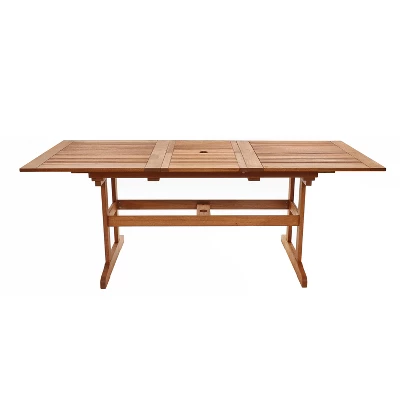 LuxenHome Carmel Solid Wood Extendable Outdoor Dining Table Brown 12 LuxenHome Carmel Solid Wood Extendable Outdoor Dining Table Brown - Image 12