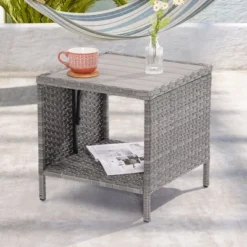 Sonkuki Outdoor Patio Furniture, Square PE Rattan Wicker Side Table With Storage Shelf 17 Sonkuki Outdoor Patio Furniture, Square PE Rattan Wicker Side Table With Storage Shelf -VIDAXL Sale Store GUEST 80cfbeb9 3a86 446d 91c6 3579e30636dd
