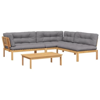 VidaXL Pallet Sofa Set Grey Solid Acacia Wood, Fabric (100% Polyester) 12 VidaXL Pallet Sofa Set Grey Solid Acacia Wood, Fabric (100% Polyester) - Image 12