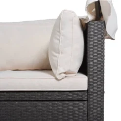 4pc Outdoor Wicker Rectangle Daybed With Canopy & Cushions - Beige - GODEER -VIDAXL Sale Store GUEST 81ac35cc e5ea 4fd8 9bc2 0d4cae863e81