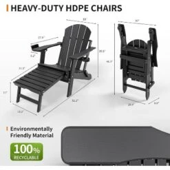 VINGLI Back-Adjustable Plastic Folding Adirondack Chairs With Retractable Footrest & 2-in-1 Cup Holders, Capacity 400 LBS -VIDAXL Sale Store GUEST 81ff6569 882e 43fe a5a1 1bfd1dcfd493