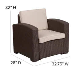 Merrick Lane Outdoor Furniture Resin Chair Chocolate Brown Faux Rattan Wicker Pattern Patio Chair With All-Weather Beige Cushion -VIDAXL Sale Store GUEST 821c5ae8 9421 435e ac6f 00ab19f2501e 1