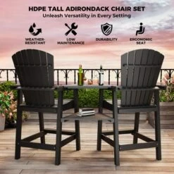 Outdoor Bar Height Adirondack Chairs With Connecting Tray, Balcony Chairs Recycled Poly Adirondack For Deck, Outdoor Tall Adirondack Chairs -VIDAXL Sale Store GUEST 8250e936 1ac8 405d 8978 2267a5538f7a