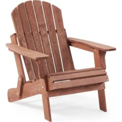 CAVINAS Oversized Pre-Assembled Hemlock Wood Outdoor Folding Adirondack Chair, Portable Chairs For Adults, Patio Chair For Garden Backyard Porch