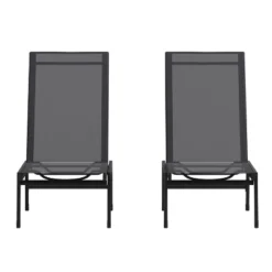 Emma And Oliver Set Of 2 Textilene Adjustable 5 Position Patio Chaise Lounge And Metal Frame -VIDAXL Sale Store GUEST 82aff71c 091d 4494 b0fb 6c31e2223bfa
