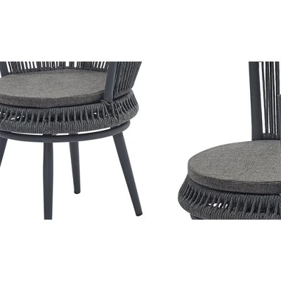 3pc Outdoor Wicker Conversation Set With Cushions - Dark Gray - GODEER 4 3pc Outdoor Wicker Conversation Set With Cushions - Dark Gray - GODEER - Image 4