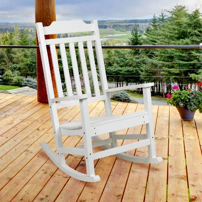 Emma And Oliver All-Weather Rocking Chair In Faux Wood - Patio And Backyard Furniture 1 Emma And Oliver All-Weather Rocking Chair In Faux Wood - Patio And Backyard Furniture