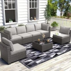 7Pcs PE Rattan Patio Conversation Set With Sectional Sofa & Coffee Table, Outdoor Furniture For Garden, Poolside, And Backyard 16 7Pcs PE Rattan Patio Conversation Set With Sectional Sofa & Coffee Table, Outdoor Furniture For Garden, Poolside, And Backyard -VIDAXL Sale Store GUEST 83c16ece 075b 4997 8952 4b2970484e12