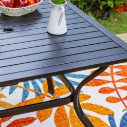 5pc Patio Dining Set With Rattan Arm Chairs & Square Steel Table - Captiva Designs -VIDAXL Sale Store GUEST 8476fc74 0771 4dc5 a9c0 99bf8e4334a4