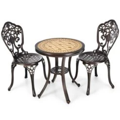Costway 3PCS Patio Bistro Set Round Table Chairs All Weather Cast Aluminum Yard -VIDAXL Sale Store GUEST 8486448c 9b06 4cab 8ded b77ab5b6db8e