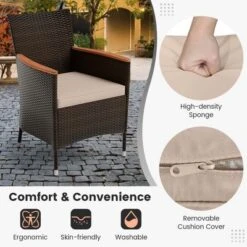 Costway 9PCS Patio Wicker Dining Set Acacia Wood Table Top Umbrella Hole Cushions Chairs -VIDAXL Sale Store GUEST 854addaa 3a1e 4e90 915a f2feb1b20c50