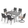 Captiva Designs 7pc Patio Dining Set With Slat-top Rectangle Steel Table & Metal Chairs