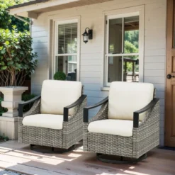 Buenhomino 3 PCS Patio Furniture Set Swivel Rocking Chairs Set Of 2 With Glass Top Side Table -VIDAXL Sale Store GUEST 8673c17a 4b92 4ead 8bcb 4e0a78d3cdf7