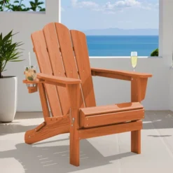 HYLEORY HDPE Folding Adirondack Chair With 2 Cup Holder - Composite Adirondack Chair -VIDAXL Sale Store GUEST 867cf529 dc51 41d8 9a25 ef71391711cd
