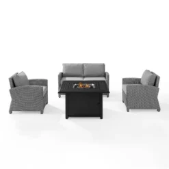 Bradenton 4pc Wicker Seating Set With Fire Table - Crosley -VIDAXL Sale Store GUEST 867fcf75 aa98 4f99 a4c9 61abe84a4599