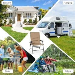 Costway Patio Padded Folding Portable Chair Camping Dining Outdoor Beach Chair GreyBrown -VIDAXL Sale Store GUEST 86c755ae 5d23 4b2c bf48 64f8fa5dfbeb
