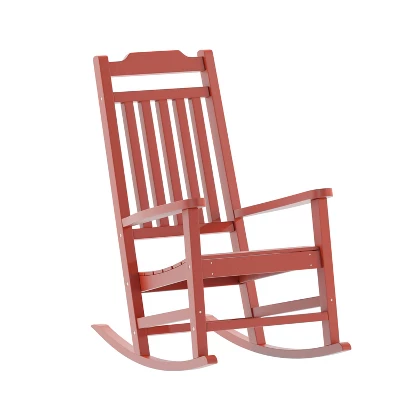 Emma And Oliver All-Weather Rocking Chair In Faux Wood - Patio And Backyard Furniture 15 Emma And Oliver All-Weather Rocking Chair In Faux Wood - Patio And Backyard Furniture - Image 15