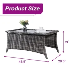 Belord Wicker Outdoor Coffee Table With Tempered Glass Top, 46.5" Wide Rattan Rectangular Coffee Table 11 Belord Wicker Outdoor Coffee Table With Tempered Glass Top, 46.5" Wide Rattan Rectangular Coffee Table -VIDAXL Sale Store GUEST 86e5dbf9 c7aa 43f0 bf95 396babe99c44
