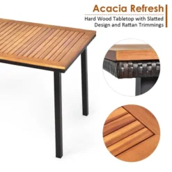 Costway 55'' Patio Rattan Dining Table Acacia Wood Table Top Umbrella Hole -VIDAXL Sale Store GUEST 874b1984 35b4 4757 90f0 bd70cf450466