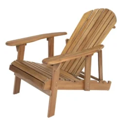 Rustic Foldable Acacia Wood Adirondack Chair With Slatted Design & Wide Armrests For Outdoor Use-Coolbibila -VIDAXL Sale Store GUEST 878cd658 74aa 4fcd a952 38ac3febe794