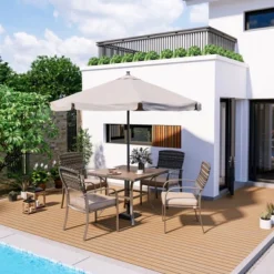 Pamapic 5-Piece PE Wicker Outdoor Dining Set With Cushions -VIDAXL Sale Store GUEST 87a8b1ad 6fb3 411d b650 161aeeda209e