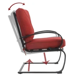 7pc Patio Dining Set With Rectangular Table With Umbrella Hole & Spring Motion Chairs - Burgundy - Captiva Designs -VIDAXL Sale Store GUEST 87cc00cf a60f 4f8e b40f 52a76aa79d34