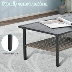 ELJGET 4 Pieces Outdoor Patio Furniture Set, Wicker Rattan Conversation Set With Table For Porch Deck, Blue 18 ELJGET 4 Pieces Outdoor Patio Furniture Set, Wicker Rattan Conversation Set With Table For Porch Deck, Blue -VIDAXL Sale Store GUEST 88bf4396 9966 4e74 a043 d283b4e5d241