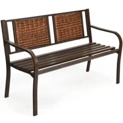Costway Patio Garden Bench Steel Frame Rattan Backrest Park Yard Outdoor Porch Furniture 15 Costway Patio Garden Bench Steel Frame Rattan Backrest Park Yard Outdoor Porch Furniture -VIDAXL Sale Store GUEST 88e656bd 906d 4adb b56e de11746bc438
