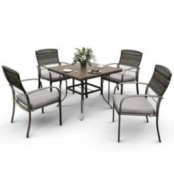 Pamapic 5-Piece PE Wicker Outdoor Dining Set With Cushions -VIDAXL Sale Store GUEST 89db4c90 cffe 4c85 b8f4 61005984deaf