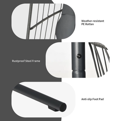 Costway Hanging Wicker Egg Chair W/ Stand Cushion Foldable Outdoor Indoor 6 Costway Hanging Wicker Egg Chair W/ Stand Cushion Foldable Outdoor Indoor - Image 6