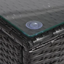 7pc Wicker Patio Conversation Set With Pillows & Cushions - Espresso/Blue - GODEER -VIDAXL Sale Store GUEST 8a7814ee 7f38 4291 af1e 30353849bc27 1