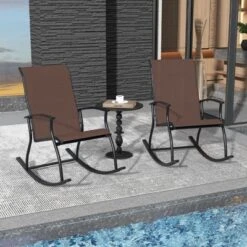 Tangkula Set Of 4 Outdoor Rocking Chair Patio Rocker W/ Breathable Fabric Brown -VIDAXL Sale Store GUEST 8b0bbf74 06cd 4c83 9627 a9c5809968c7