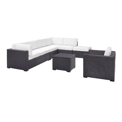Biscayne 6pc Outdoor Wicker Sectional Set - White - Crosley 2 Biscayne 6pc Outdoor Wicker Sectional Set - White - Crosley - Image 2