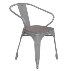 Emma And Oliver Metal Indoor-Outdoor Stacking Chair With Vertical Slat Back, Arms And All-Weather Polystyrene Seat -VIDAXL Sale Store GUEST 8ba48dbe 93dd 4a22 a092 b88b001684c6