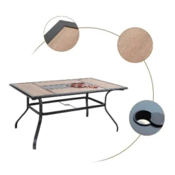 7pc Patio Dining Set With Rectangular Table With Umbrella Hole & Spring Motion Chairs - Burgundy - Captiva Designs -VIDAXL Sale Store GUEST 8bc17727 0c4b 4d9c 8b7a 61ccc6ffe641