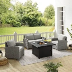 Bradenton 4pc Wicker Seating Set With Fire Table - Crosley -VIDAXL Sale Store GUEST 8c4d2381 f019 482f 87f8 aab810d18c45