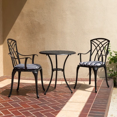 Kinger Home Ekta 3-Piece Patio Bistro Set 1 Kinger Home Ekta 3-Piece Patio Bistro Set