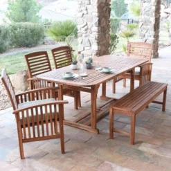 Ravenscroft 6pc Acacia Wood Patio Dining Set With Cushions - Saracina Home