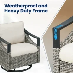 Buenhomino 3 PCS Patio Furniture Set Swivel Rocking Chairs Set Of 2 With Glass Top Side Table -VIDAXL Sale Store GUEST 8d726622 bb61 4eff 8dc5 e59fdd8c2ca7