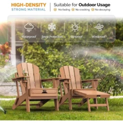 VINGLI Folding Adirondack Chair With Ottoman, Waterproof Plastic HDPE Firepit Chair For Outside With Hidden Footrests -VIDAXL Sale Store GUEST 8d8a1034 d2bb 4907 8486 3da6bfd8f787