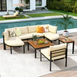 9-Piece Modern Outdoor Sectional Sofa Set, Patio Conversation Set With Cushions & Coffee Table For Backyard, Garden & Deck - HABITRIO -VIDAXL Sale Store GUEST 8ea3979a e6fd 45c8 88f4 a1a652ceeff0